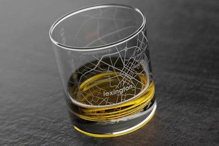 Well Told Engraved Lexington Kentucky Map Rocks Glass, Old Fashioned Whiskey Glass (11 oz, Clear) Etched Whiskey Glass, Gifts For Whiskey Lovers