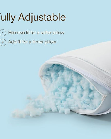 Coop Home Goods Cool+ Adjustable Cooling Body Pillow, 18x52, Cooling Gel Memory Foam & Microfiber, Side Sleeper & Pregnancy Pillow with Cool-to-The-Touch Washable Cover, Breathable Full Body Support