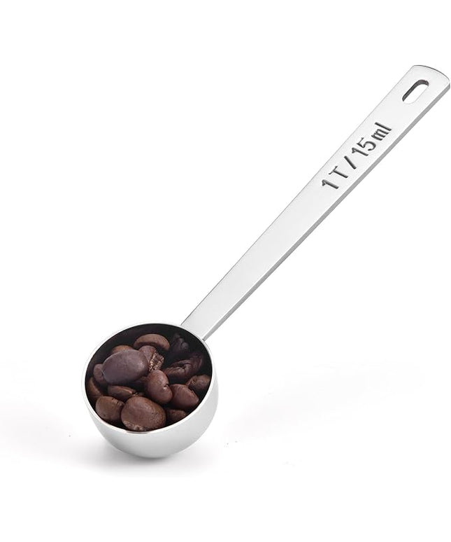 Long Handle Coffee Scoop: 5.64 Inch 18/8 Stainless Steel 1 Tablespoon Metal Measuring Spoon Tbsp Scoop for Coffee Beans, Grounds Coffee, Coffee Powder, Tea, Tall Jars (1Tbsp/15ml)