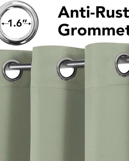 H.VERSAILTEX Blackout Curtains for Bedroom Thermal Insulated Room Darkening Living Room Curtains 84 Inch Long Grommet Privacy Protection Window Curtain Panels/Drapes for Nursery,2 Panels,Light Sage