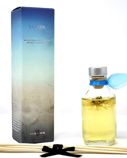LOVSPA Reed Diffuser Set, Ocean Flowers Scented Oil Diffuser with Sticks, Home Fragrance Accessories for Bathroom Shelf Decor, Aroma Diffusers for Home or Office Desk, USA Made