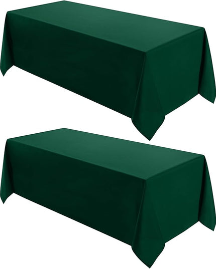 VidaFete 2 Pack 90 * 132inch Rectangle Table Cloth Polyester, Stain Wrinkle Resistant Polyester Dining Table Cover for Kitchen Dinning Party Wedding Rectangular Table Buffet Decoration(Green)
