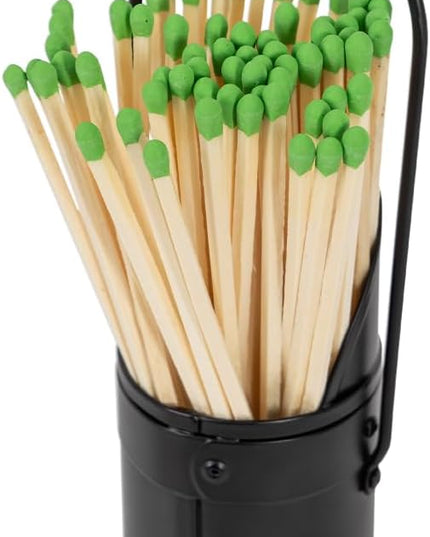 Modern Ember Match Stick Holder in Black | Decorative Metal Storage Bucket, Caddy, Basket for Long Matchsticks | Home Décor for Fireplace, Wood-Burning Stove, or BBQ Grill | Matches Not Included