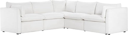 CHITA Luxury Oversized V-Shaped Sectional Modular Sofa, Premium Down Filled Cloud Couch, FSC Certified, 107''Width, 6 Seat and 1 Middle Corner for Living Room, Cream