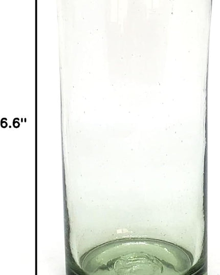 Aqua Blue Rim 15 oz Highball Glasses (set of 6), Recycled Glass, Lead-free, Toxin-Free (Highball)