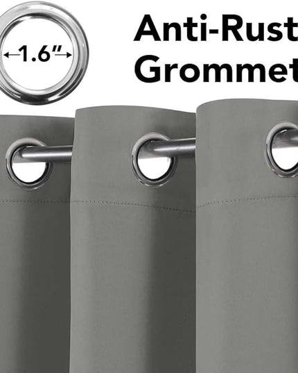 H.VERSAILTEX Blackout Curtains for Bedroom Thermal Insulated Room Darkening Living Room Curtains 72 Inch Long Grommet Privacy Protection Window Curtain Panels/Drapes for Nursery, 2 Panels, Dove Grey