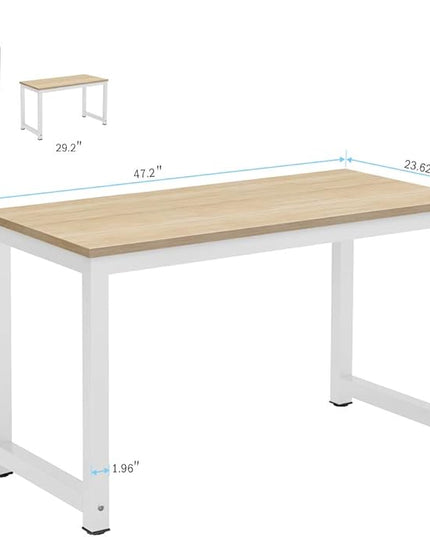Tribesigns Computer Desk, 47 inch Modern Simple Office Desk Computer Table Study Writing Desk for Home Office, Light Walnut