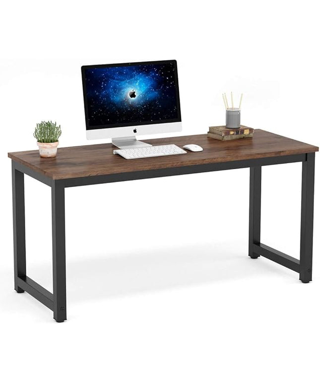 Tribesigns Computer Desk, 55 inch Large Office Desk Computer Table Study Writing Desk Workstation for Home Office, Rustic Brown