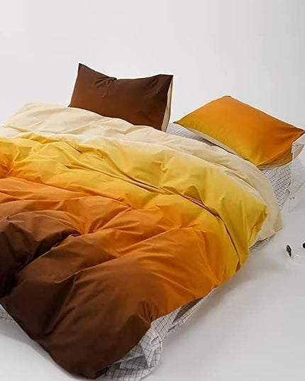 Houseri Gradient Yellow Comforter Set Full Cream Orange Bedding Sets Size Gold Multi Color for Teen Girls Boys Artistic Sunset Quilt Queen 2-orange Gradient