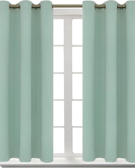 BGment Blackout Curtains - Grommet Thermal Insulated Room Darkening Bedroom and Living Room Curtains, Set of 2 Panels (38 x 45 Inch, Frosty Green)