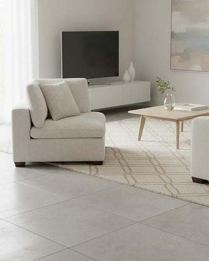 Modern Modular Corner Chair Upholstered Fabric Sofa Seat with Plush Cushions, Durable Frame, Neutral Color, Living Room & Lounge Furniture