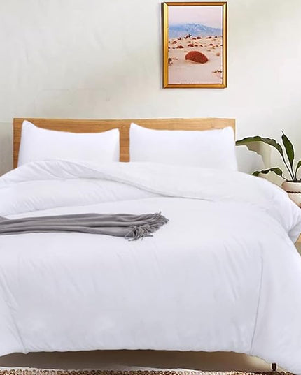 CLOTHKNOW White Queen Size Comforter Sets 3Pcs White Bedding Comforter Sets All Season Soft Bed Comforter Sets Queen Comforter with 2 x Pillowcases