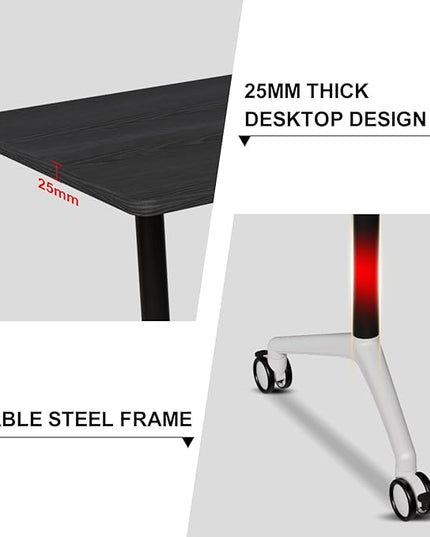 Conference Room Table with Flip-Top Design for Dynamic Meetings, Business Table Computer Desk with Heavy-Duty Frame,Foldable Seminar Meeting Tables for Home Office (4, F, 47.2IN)