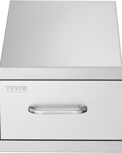 VEVOR 14x8.5 Inch Outdoor Kitchen Drawers Stainless Steel, Flush Mount Double Drawers,14W x 8.5H x 23D Inch, with Stainless Steel Handle, BBQ for Outdoor Kitchens or BBQ Island