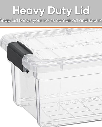 Superio Clear Storage Boxes with Lids, 3.5 Quart Plastic Container Bins for Organizing, Stackable Crates, BPA Free, Non Toxic, Odor Free, Organizers for Home, Office and Dorm, 6 Pack