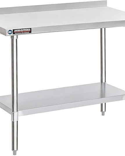 DuraSteel NSF Stainless Steel Table - 24 x 48 Inch Metal Work Table w/Undershelf - Commercial Kitchen, Restaurant, Garage, Laundry - Outdoor Stainless Steel Prep Tables Countertop Island Grill Small
