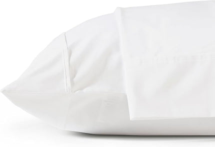 Linen Home 100% Cotton Percale Pillowcases Queen Size, Snow White, 2 Pieces of Pillow Case, Crisp and Cool Strong Bed Linen, 20 inches X 30 inches