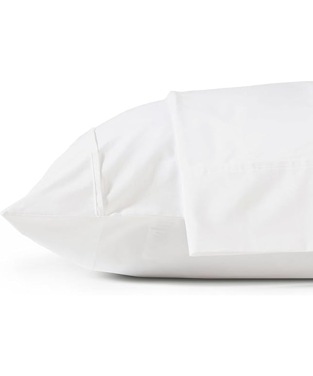 Linen Home 100% Cotton Percale Pillowcases Queen Size, Snow White, 2 Pieces of Pillow Case, Crisp and Cool Strong Bed Linen, 20 inches X 30 inches
