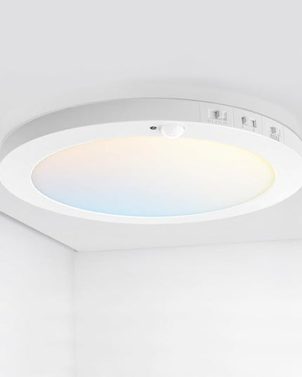 ASD LED 12" Round Flush Mount Ceiling Light Fixture, Low Profile Surface Lighting | 5CCT, Motion Sensored, Ultra-Thin, ETL Listed | 24W 1700LM 2700-6000K 120V | Kitchen, Hallway Lamp | White