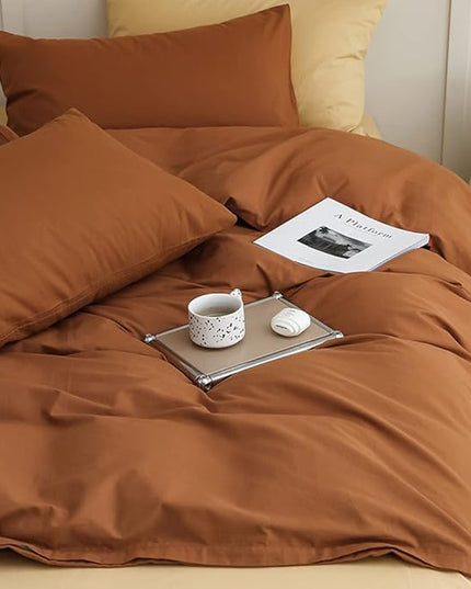 CLOTHKNOW Pumpkin Queen Comforter Set 3Pcs erracotta Bedding Comforter Sets Soft Burnt Orange Comforter Caramel Queen Comforter with 2 x Pillowcases