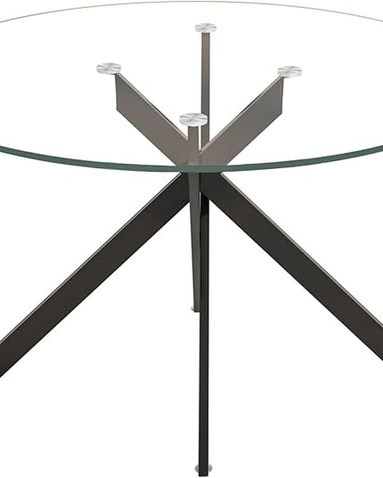 HomVent 3 Piece Round Glass Dining Table Set, Tempered Glass Dinner Table Set for 2 Kitchen Table Set with 2 Velvet Upholstered Chairs for Kitchen Dining Room
