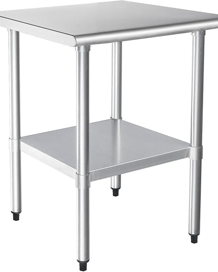 HARDURA Stainless Steel Table 24X30 Inches with Undershelf and Galvanized Legs NSF Heavy Duty Commercial Prep Work Table for Restaurant Kitchen Home and Hotel