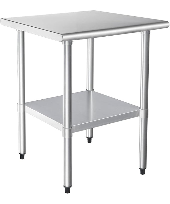 HARDURA Stainless Steel Table 24X30 Inches with Undershelf and Galvanized Legs NSF Heavy Duty Commercial Prep Work Table for Restaurant Kitchen Home and Hotel