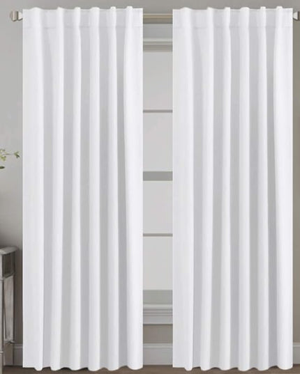 H.VERSAILTEX White Curtains Thermal Insulated Window Treatment Panels Room Darkening Privacy Assured Drapes for Living Room Back Tab/Rod Pocket Bedroom Draperies, 52 x 84 Inch, 2 Panels