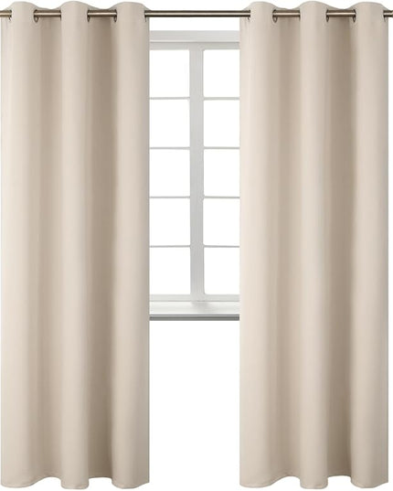 BGment Blackout Curtains - Grommet Thermal Insulated Room Darkening Bedroom and Living Room Curtains, Set of 2 Panels (42 x 84 Inch, Champagne)