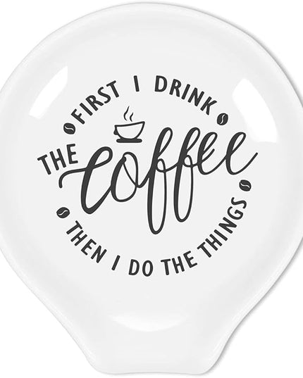 Funny Coffee Spoon Rest-But First Coffee Ceramic Spoon Holder-Cafe Station Bar Accessories