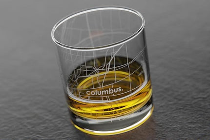 Well Told Engraved Columbus Ohio Map Rocks Glass, Old Fashioned Whiskey Glass (11 oz, Clear) Etched Whiskey Glass, Gifts For Whiskey Lovers