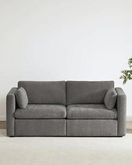 CHITA Small Modular Sectional Fabric Sofa Set, Extra Comfty Loveseat Cloud Couch, FSC Certified Modular Sectional Couch for Living Room, 78 inch Width,2 Seat Modular Sofa, Grey