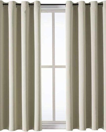 ChrisDowa Grommet Room Darkening Curtains for Bedroom and Living Room - 2 Panels Set Thermal Insulated Blackout Curtains (Beige, 52W x 63L