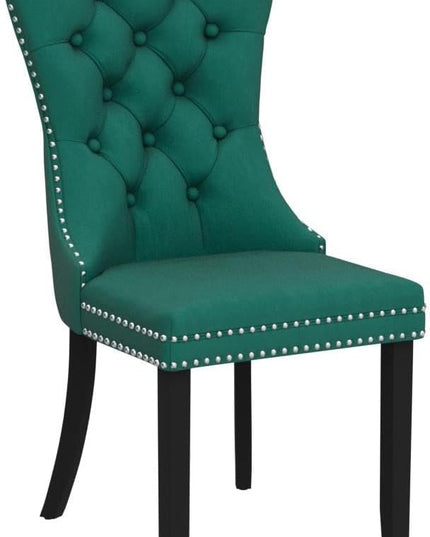 SoarFlash Velvet Dining Chairs Set of 4, Tall Back Side Chair, Modern Upholstered High-end Tufted Side Chair with Button Back Ring, Solid Wood Legs (Green)