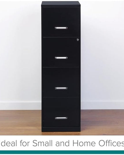 Pemberly Row 4 Drawers 46.38" Vertical Black Metal Filing Cabinet Lockable Pre-Assembled Stationary Letter Size for Home, Office