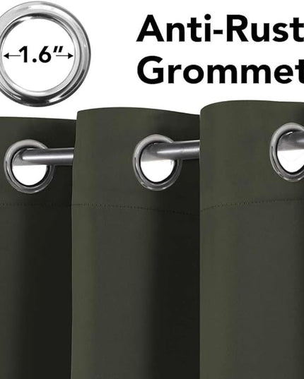 H.VERSAILTEX Ultra Soft Microfiber Thermal Insulated Antique Copper Grommet Blackout Curtains/Window Treatment Draperies 52 by 72 - Inch for Living Room/Bedroom, Set of 2 - Olive