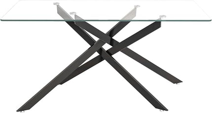 HomVent 5 Piece Rectangular Glass Dining Table Set, Tempered Glass Dinner Table Set for 4 Kitchen Table Set with 4 Velvet Upholstered Chairs for Kitchen Dining Room
