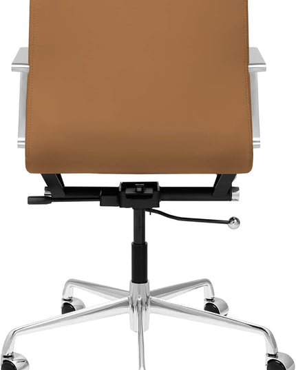 Laura Davidson Furniture SOHO II Padded Management Office Chair - Mid Back Desk Chair with Arm Rest, Swivel & Cushion Availability, Made of Faux Leather, Tan, Computer Chair