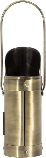Match Stick Holder in Aged Brass | Decorative Metal Storage Bucket, Caddy, Basket for Long Matchsticks | Home Décor for Fireplace, Wood-Burning Stove, or BBQ Grill | Matches Not Included