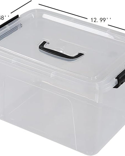 Kiddream 10.5 Quart Clear Storage Boxes, Plastic Bins with Lids and Handles Set of 4