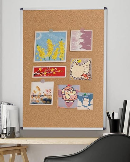 VIZ-PRO Large Cork Bulletin Board, 72 X 48 Inches, Wall-Mounted Corkboard with Silver Aluminium Frame for School, Office, and Home 6' X 4'