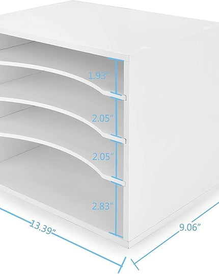 EMERIT Paper Organzier Wood Desktop Organizer Storage Letter Tray File Sorter with Adjustable Shelves for Home Office