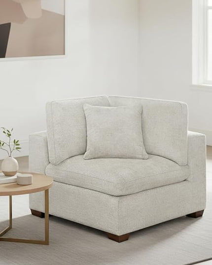 Modern Modular Corner Chair Upholstered Fabric Sofa Seat with Plush Cushions, Durable Frame, Neutral Color, Living Room & Lounge Furniture