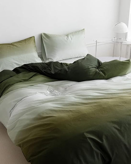 CLOTHKNOW Green White Twin/Twin XL Comforter Set Gradient Green Bedding Comforter Sets Hunter Green White Bed Comforter Sets