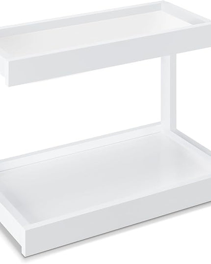 MARTY 2 Tier Spice Rack Organizer for Countertop, 15.8''L White Coffee Station/Bathroom Organizer Countertop, Counter Shelf Desktop Storage Organizer for Kitchen, Bedroom, Office