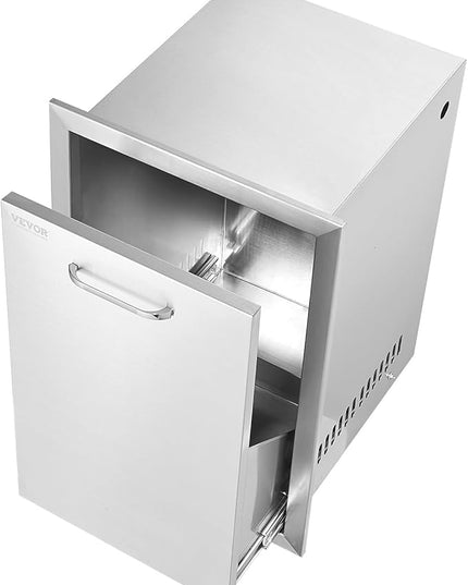 VEVOR Outdoor Kitchen Trash Drawer 16Wx22Hx16 D, Propane Tank Drawer, Stainless Steel Pull Out Trash with Handle, Outdoor Kitchen Cabinets Can Pull Out, BBQ Island Bin