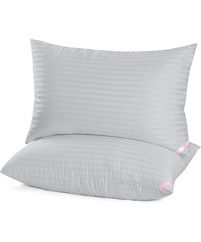 EIUE Bed Pillows for Sleeping 2 Pack Queen Size，Pillows for Side and Back Sleepers,Super Soft Down Alternative Microfiber Filled Pillows,20 x 30 Inches,Grey