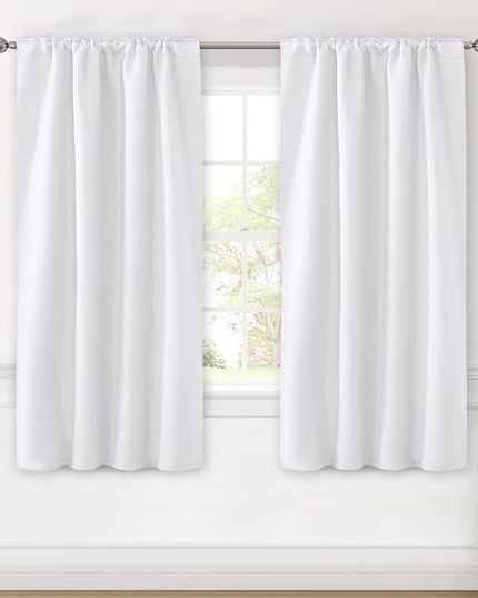 H.VERSAILTEX White Curtains Thermal Insulated Window Treatment Panels Room Darkening Privacy Assured Drapes for Living Room Back Tab/Rod Pocket Bedroom Draperies, 42 x 63 Inch, 2 Panels
