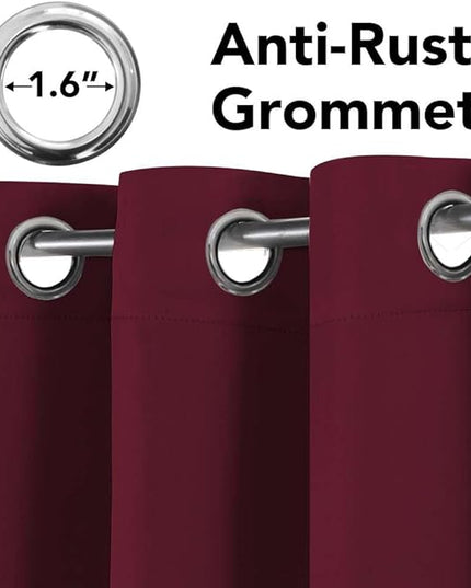 H.VERSAILTEX Christmas Curtains for Bedroom Thermal Insulated Room Darkening Living Room Curtains 63 Inch Long Grommet Privacy Protection Window Curtain Panels/Drapes for Nursery, 2 Panels, Burgundy