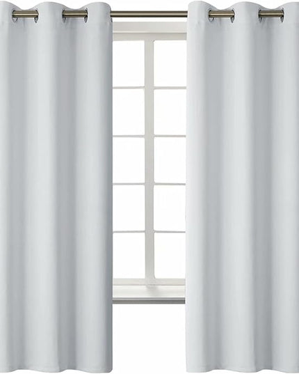 BGment Room Darkening Curtains 63 Inches Long - Grommet Thermal Insulated Drapes Window Treatment Curtains for Bedroom, 2 Panels, 42 x 63 Inch, Greyish White